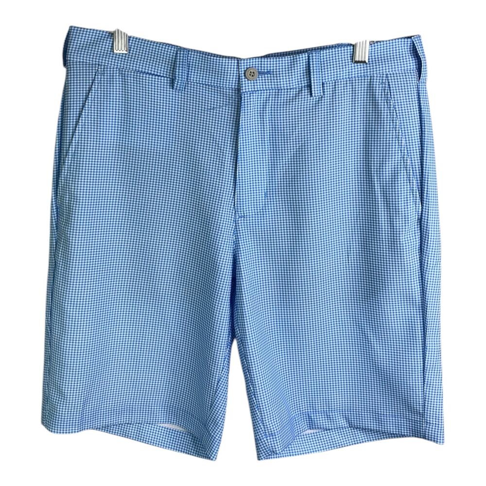 PGA Tour Golf Shorts Mens Size 32 Blue White‎ Gingham Flat Front